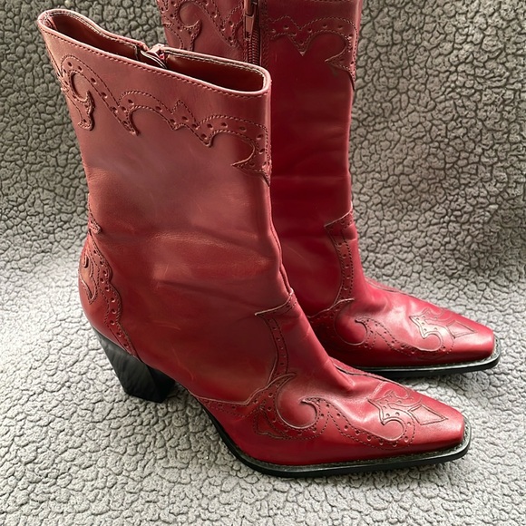 ANTONIO MELANI Shoes - Antonio Melani Red Tooled Leather Boots